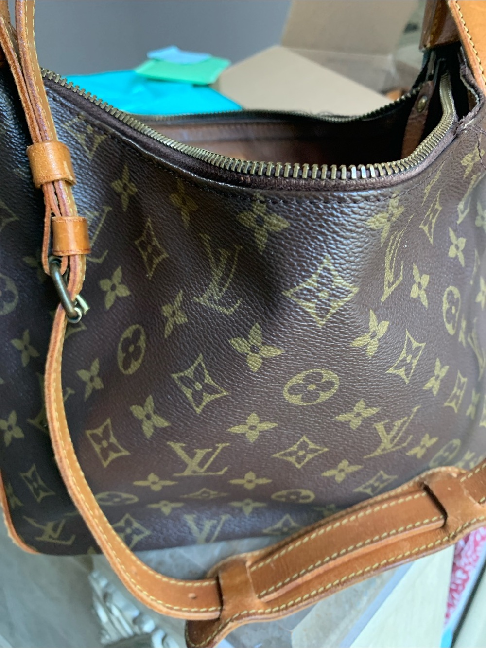 Louis Vuitton Monogram Canvas Shoulder Bag in Brown with Tan Trim with wear - Picture 7 of 14